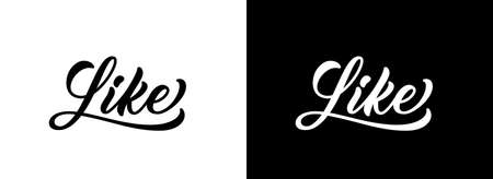 Like - hand drawn lettering. Vector handwritten calligraphic text for printing on clothes. Word Like isolated on black and white background.のイラスト素材