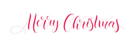 Christmas elegant handwritten lettering. Xmas text isolated on white for postcard, poster, banner design element. Merry Christmas script calligraphy. Xmas holiday lettering design.のイラスト素材