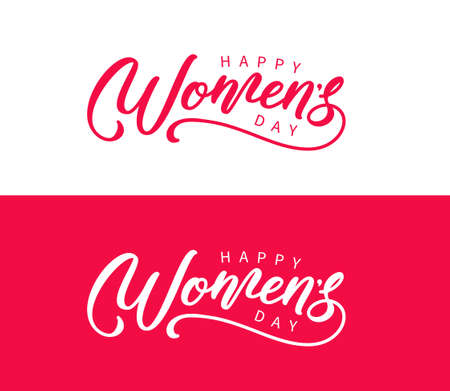 Happy Women's Day elegant hand drawn lettering.のイラスト素材