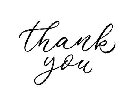 Thank you handwritten calligraphy. Modern hand drawn lettering. vector text.のイラスト素材