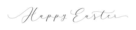 Happy Easter elegant handwritten lettering. Modern brush calligraphy. Text design for holiday greeting card, banner and invitation.のイラスト素材