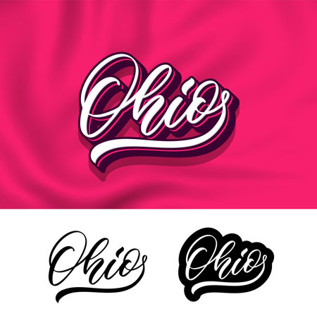 Ohio hand lettering design. modern calligraphy. vector illustration. Ohio text vector. Trendy typography design.のイラスト素材