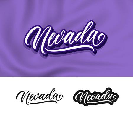 Nevada hand lettering design. modern calligraphy. vector illustration. Nevada text vector. Trendy typography design.のイラスト素材
