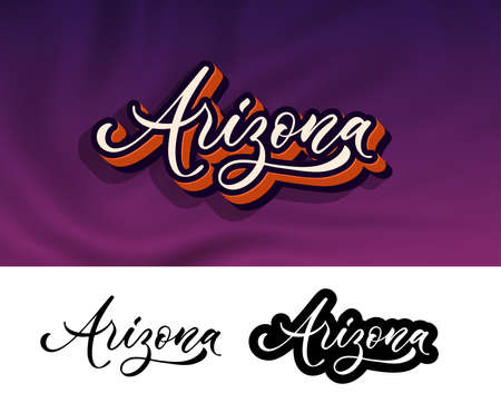 Arizona, hand lettering design for printing on clothes. Vector slogan for t-shirt. Trendy typography design. modern style.のイラスト素材