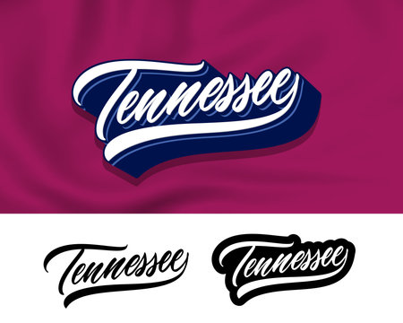 Tennessee hand lettering design. modern calligraphy. vector illustration. Tennessee text vector. Trendy typography design.のイラスト素材