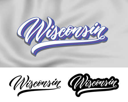 Wisconsin hand lettering design. modern calligraphy. vector illustration. Wisconsin text vector. Trendy typography design.のイラスト素材