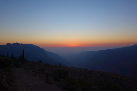 Sunset landscape of Dana Biosphere Nature Reserve located in Jordan.の写真素材