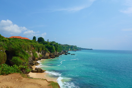 Beautiful view of stone coast at Bali island, Tegal Wangi Beach, Baliの写真素材
