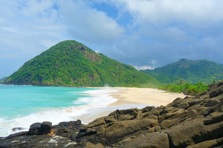 Lancing Beach located in Central Lombok island, near to Bali, Indonesia, South-East Asiaの写真素材