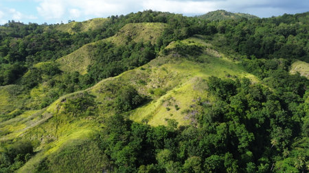 Drone View of Bukit Larata Hills â€“ Scenic Landscape in North Sulawesi, Indonesia
