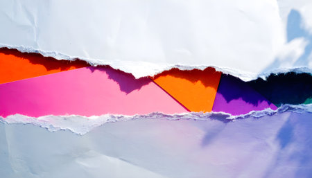 Torn Paper with Vibrant Colors Showing Through Abstract Backgroundの素材