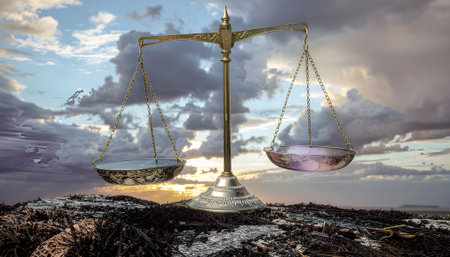 Balance and Weight Conceptual Scale with Clouds and Dramatic Skyの素材