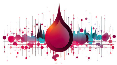 abstract background with drop of blood and hearts. Vector illustration.の素材