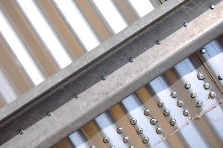 Grain is storing into iron silos, the quality of iron and edges are important for stable and safe storage. の写真素材