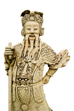 Ascetic statue on white backgroundの写真素材