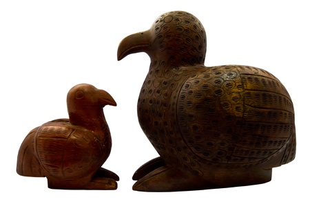 Wooden Birds carving on white background の写真素材
