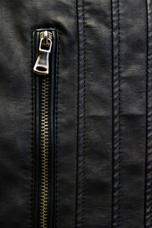 Close up of black leather jacket
