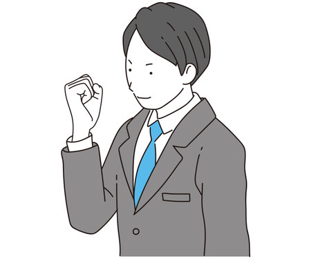 Businessman making an OK sign with both hands, vector illustration.のイラスト素材