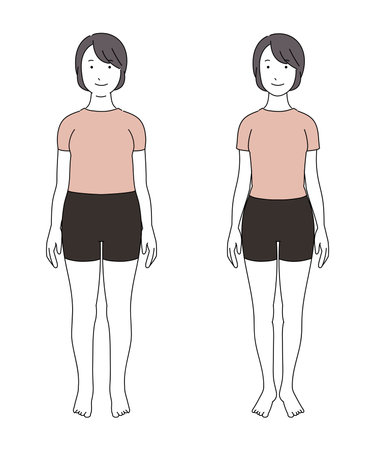 Fat people and thin people Comparison of body shapeのイラスト素材