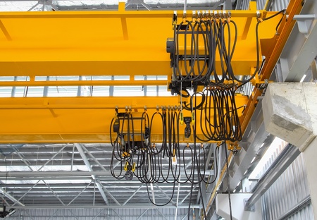 Factory overhead crane installation on rail, can movement to every where in factory area.の写真素材