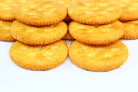 Stack of cracker in white background の写真素材