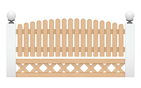 Illustration of wood fence isolated on white background.のイラスト素材