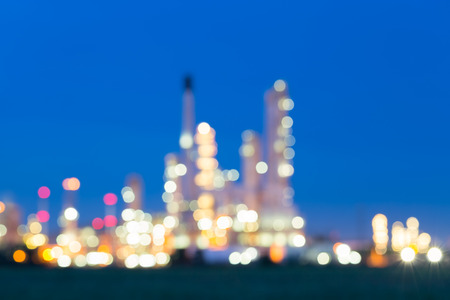 Bokeh of oil refinery at twilight.の写真素材