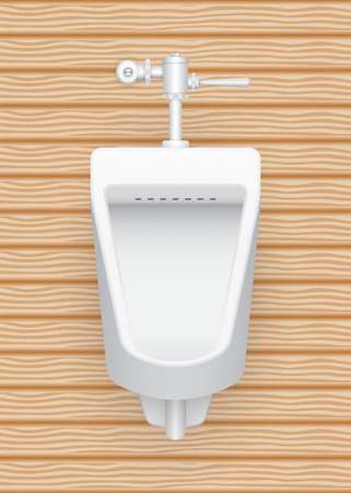 Illustration of urinal with wood pattern background.のイラスト素材