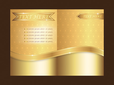 Document cover A4 size with gold ribbon and Thai pattern.のイラスト素材