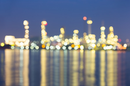 Bokeh of oil refinery at twilight.の写真素材