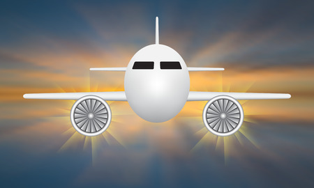 Vector of air plane with dark sky background.のイラスト素材