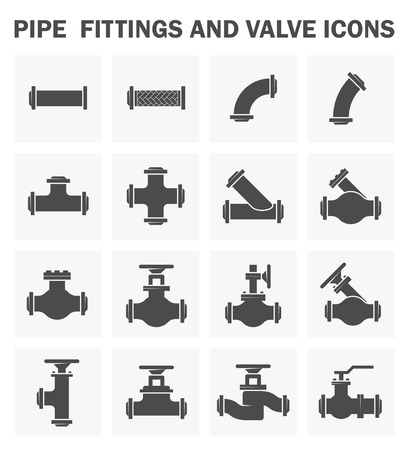 Pipe fittings and valve icons.のイラスト素材