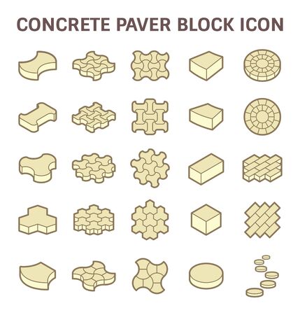 Concrete paver block floor vector icon set.のイラスト素材