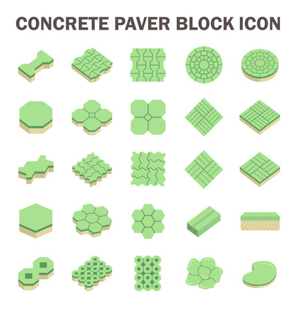 Concrete paver block floor vector icon set.のイラスト素材