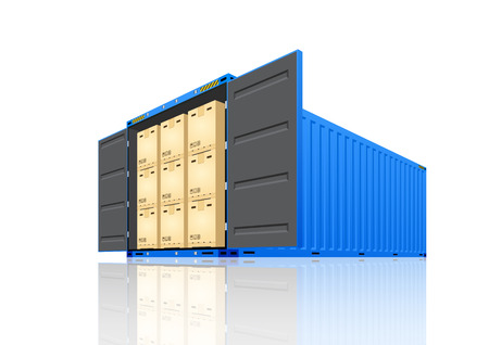 Vector of cargo container or shipping container for logistics and transportation work isolated on...