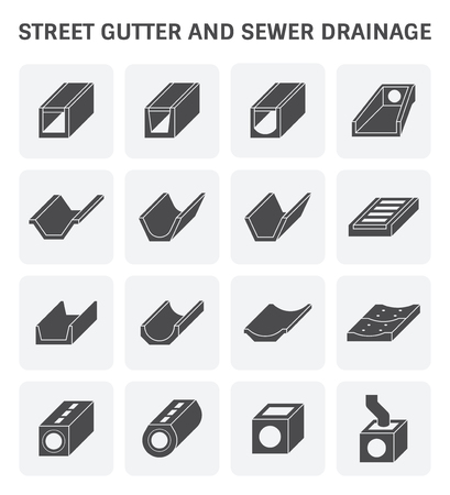 Vector icon of street gutter or road gutter and sewer drainage.のイラスト素材