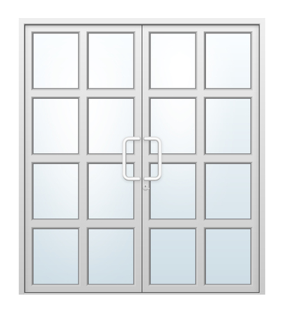 Vector illustration of aluminium door and chrome door handle and glass isolated on white background.のイラスト素材