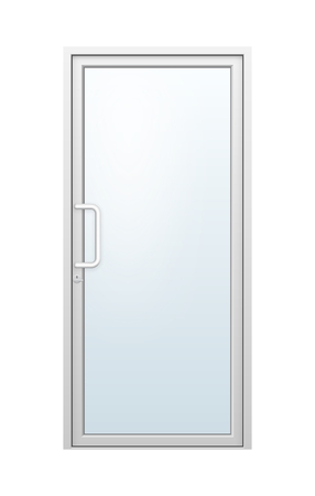 Vector illustration of aluminium door and chrome door handle and glass isolated on white background.のイラスト素材