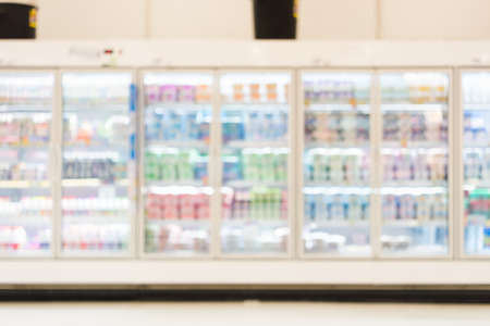 Blurred photo of fresh food in supermarket or shopping mall for background.の写真素材
