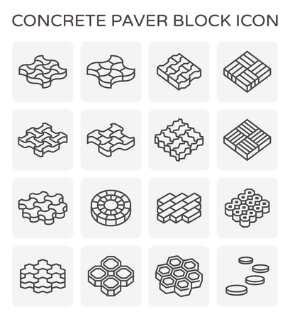 Concrete paver block icon set.のイラスト素材