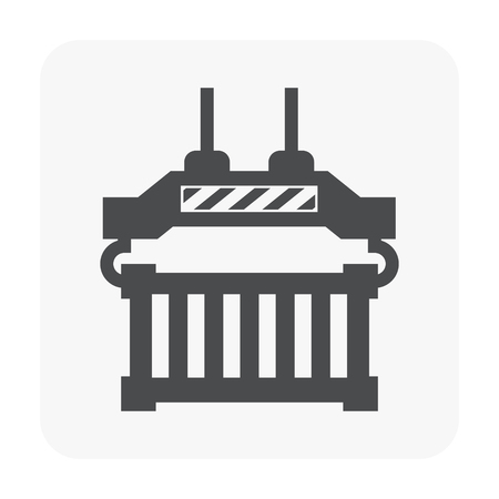 Cargo container and crane icon on white.のイラスト素材
