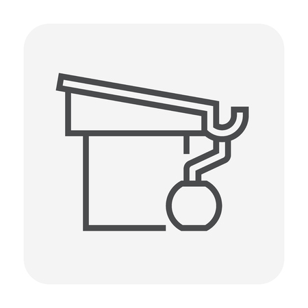 Gutter and drainage system icon, 64x64 perfect pixel and editable stroke.のイラスト素材