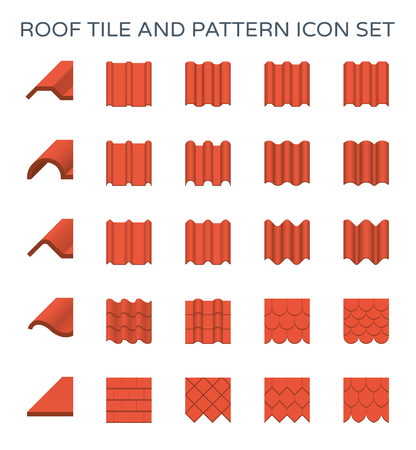 Roof tile and pattern icon set.のイラスト素材