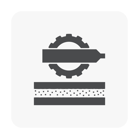 Soil compaction and equipment icon on white.のイラスト素材