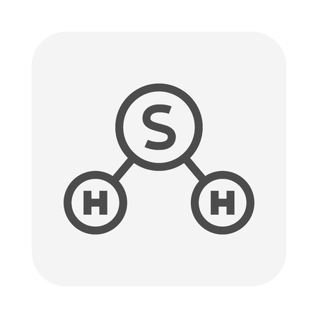 Hydrogen sulfide molecule icon, 64x64 perfect pixel and editable stroke.のイラスト素材