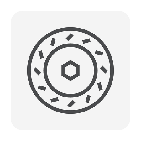 Disc brake icon, 48x48 perfect pixel and editable stroke.のイラスト素材