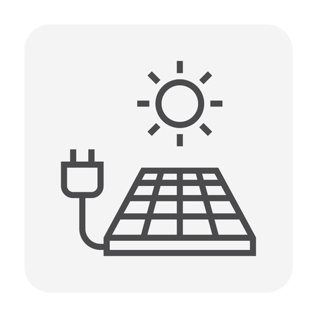 Solar cell energy icon for green energy design,64x64 perfect pixel and editable stroke.のイラスト素材