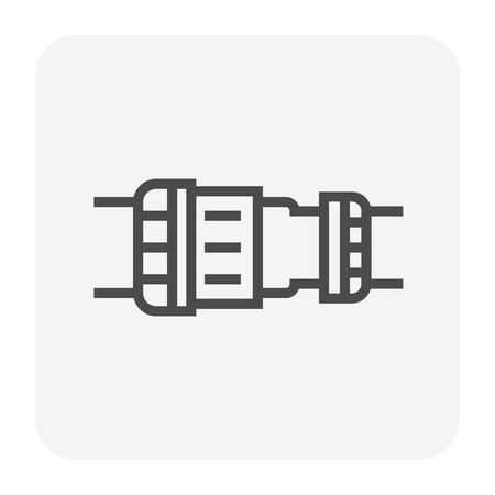 HDPE pipe and connection joint icon design, editable stroke.のイラスト素材
