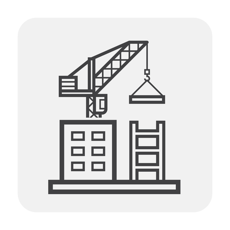 Tower crane icon on white.のイラスト素材