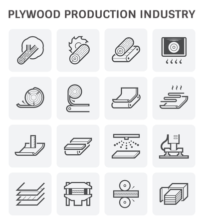 Plywood production industry icon set design.のイラスト素材